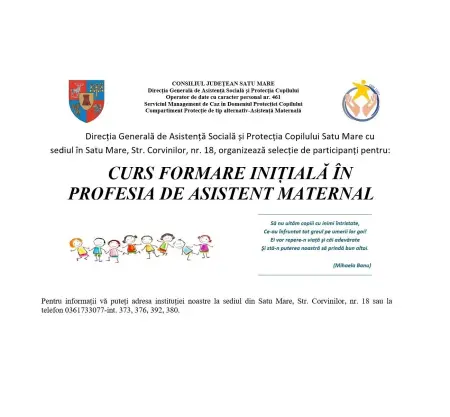 Curs de formare inițială în profesia de Asistent Maternal